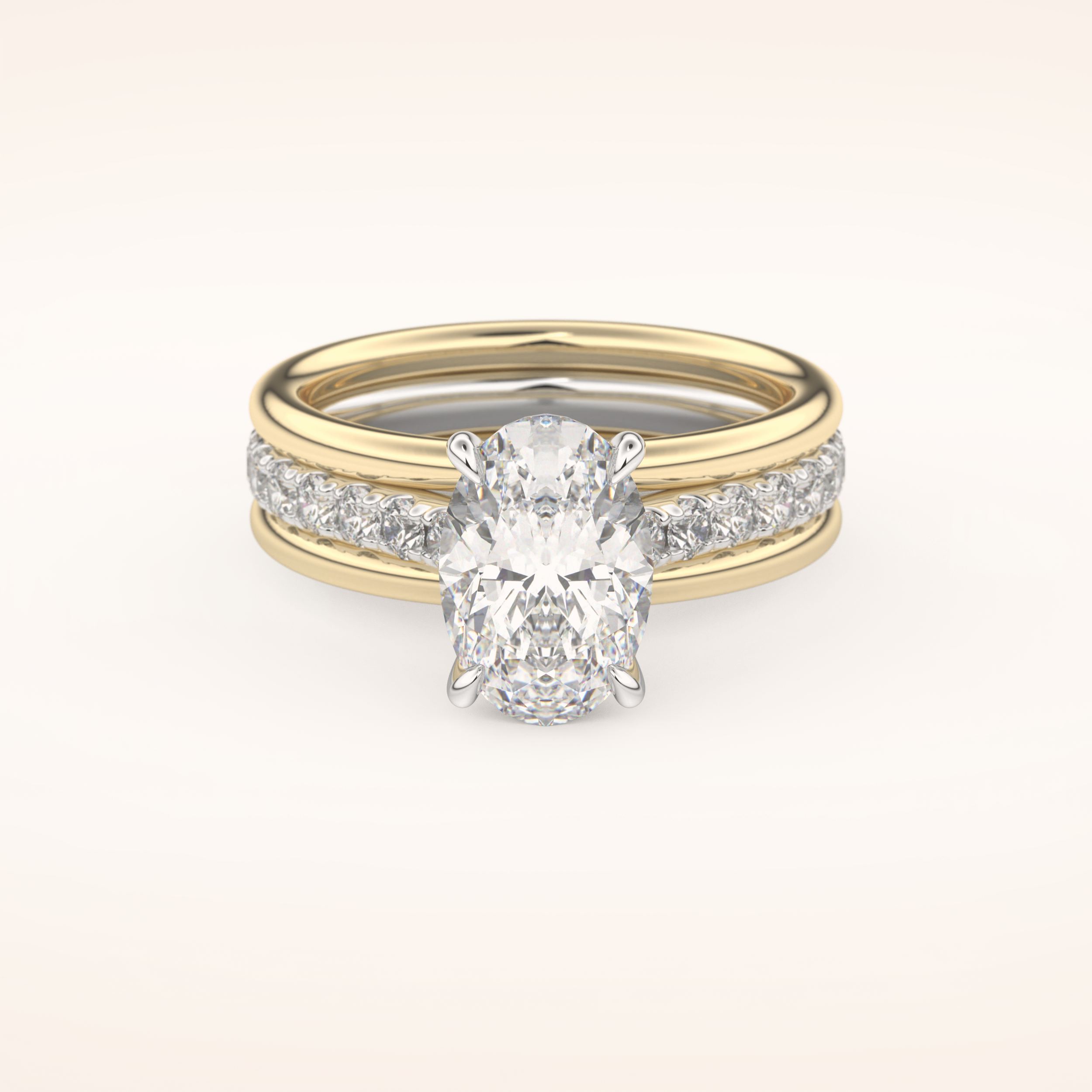 2.07 CT Oval Shaped Hidden Halo & Channel Pave Moissanite Engagement Ring