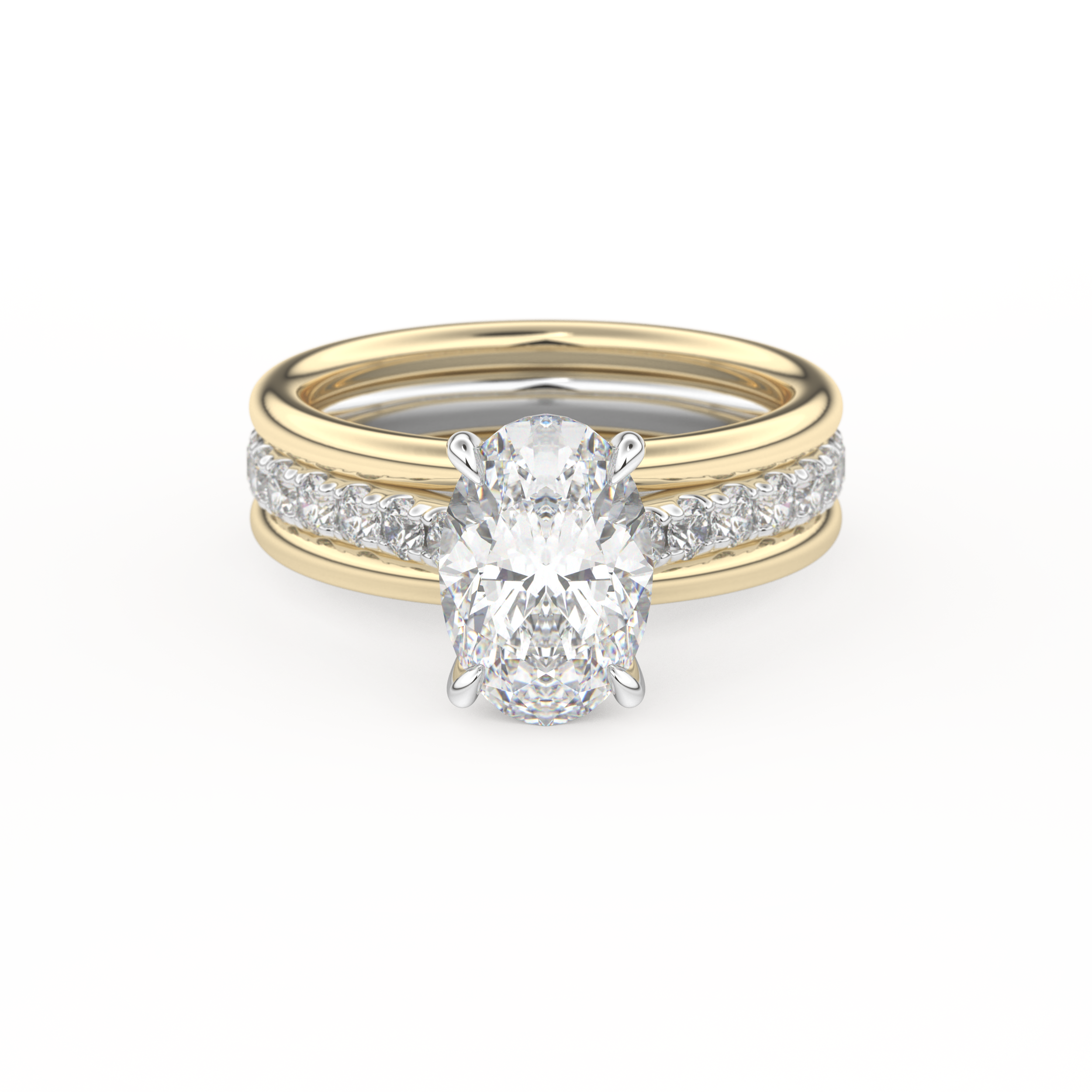 Oval Channel Pave Lab Grown Diamond Engagement Ring