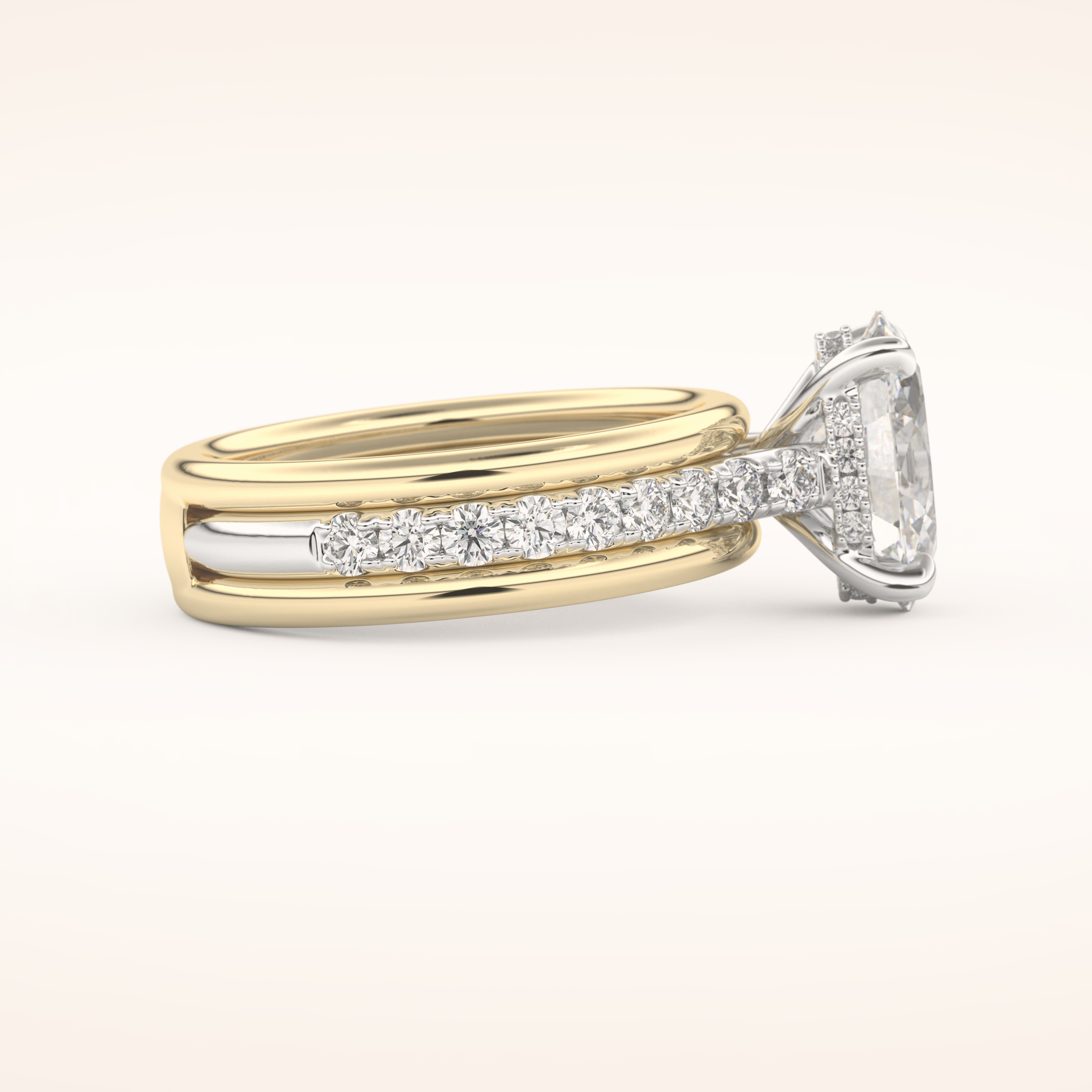 2.07 CT Oval Shaped Hidden Halo & Channel Pave Moissanite Engagement Ring