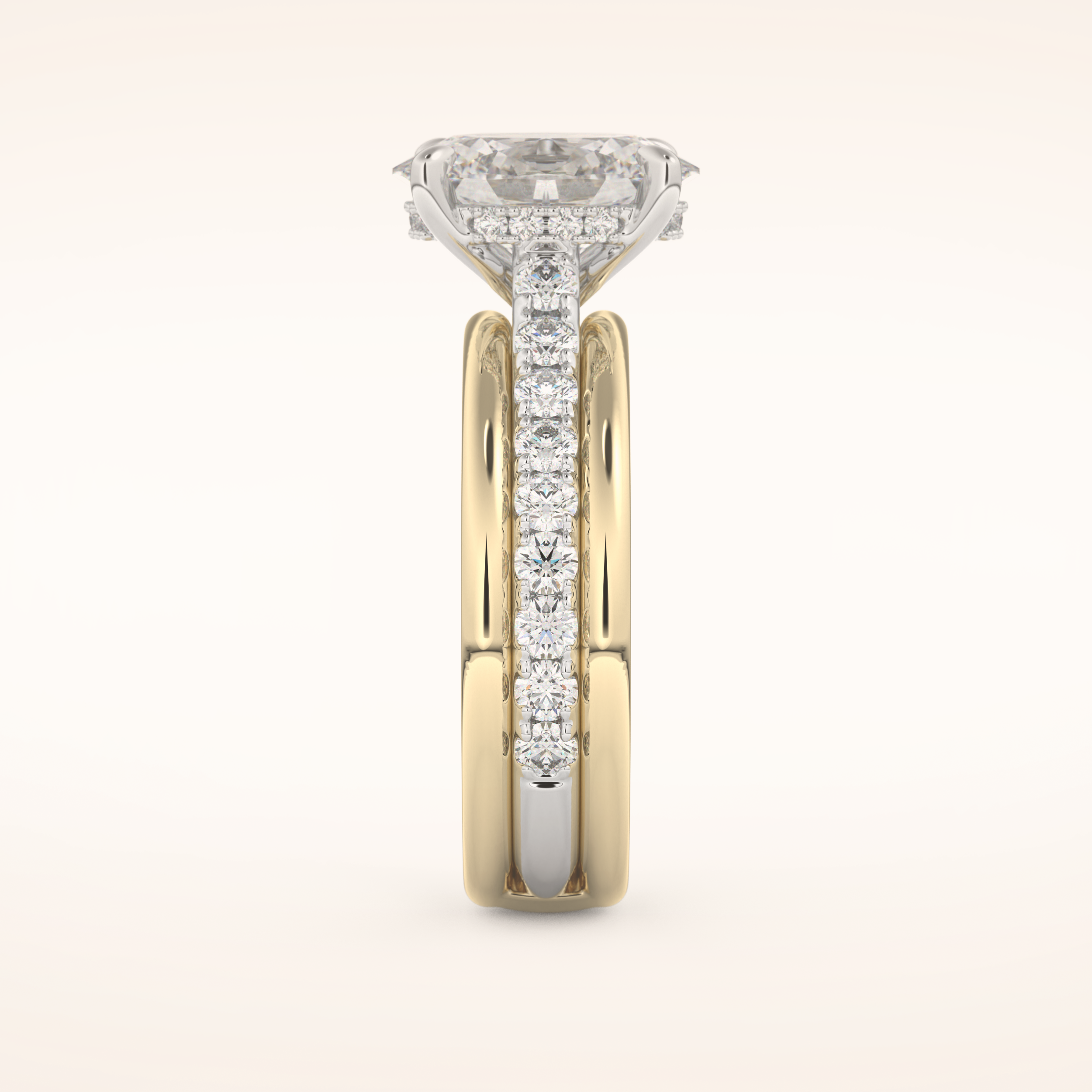 2.07 CT Oval Shaped Hidden Halo & Channel Pave Moissanite Engagement Ring
