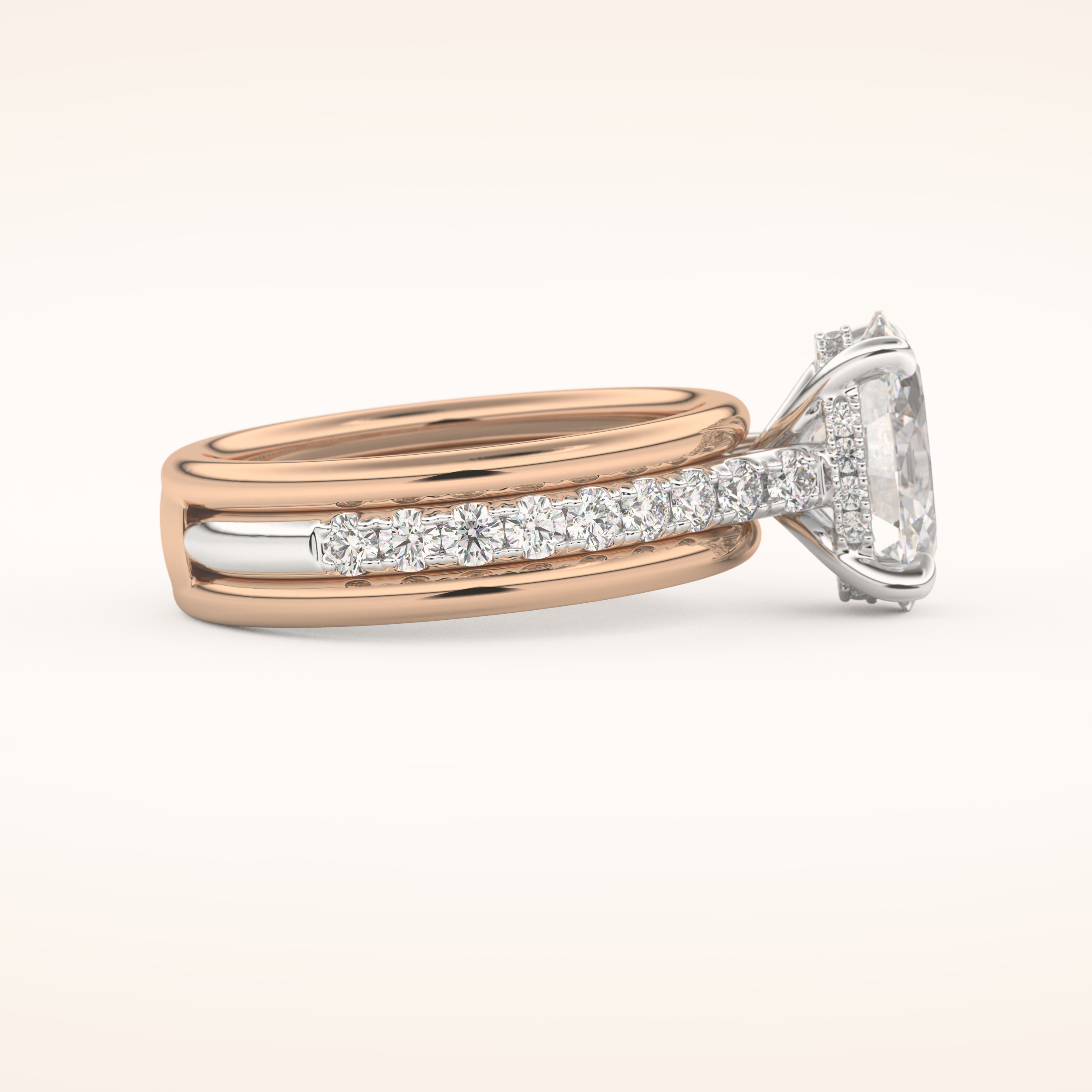 2.07 CT Oval Shaped Hidden Halo & Channel Pave Moissanite Engagement Ring