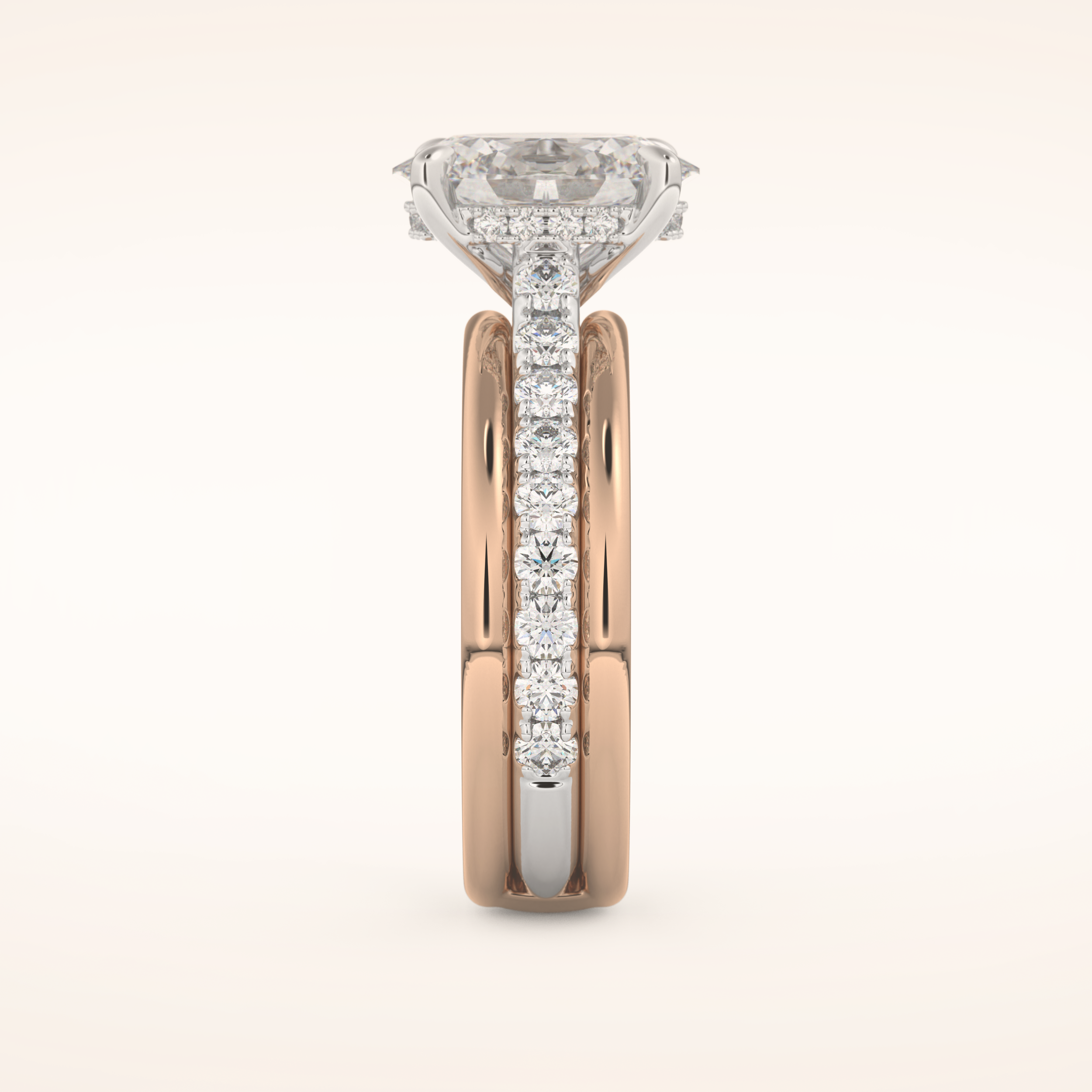 2.07 CT Oval Shaped Hidden Halo & Channel Pave Moissanite Engagement Ring