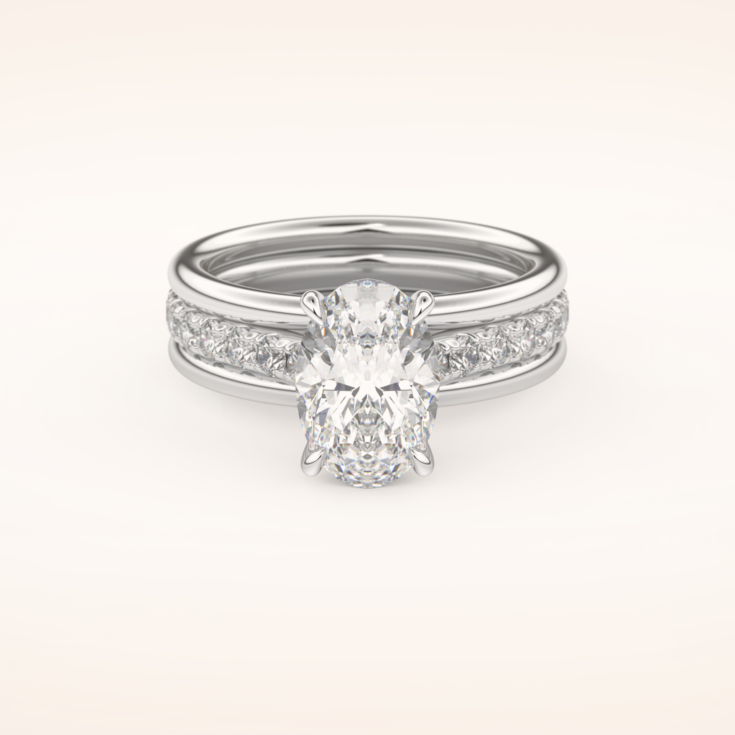 2.07 CT Oval Shaped Hidden Halo & Channel Pave Moissanite Engagement Ring