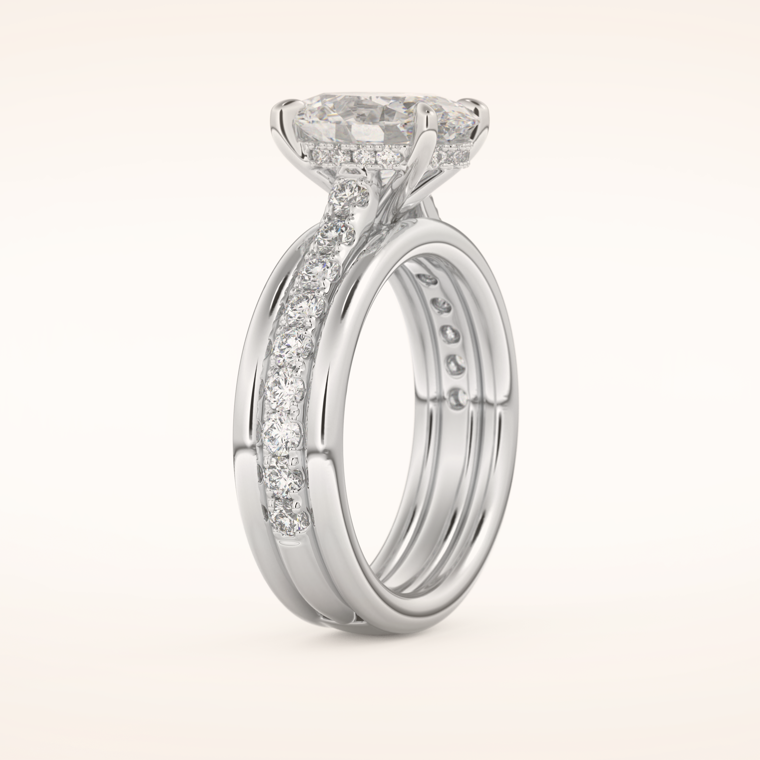 2.07 CT Oval Shaped Hidden Halo & Channel Pave Moissanite Engagement Ring