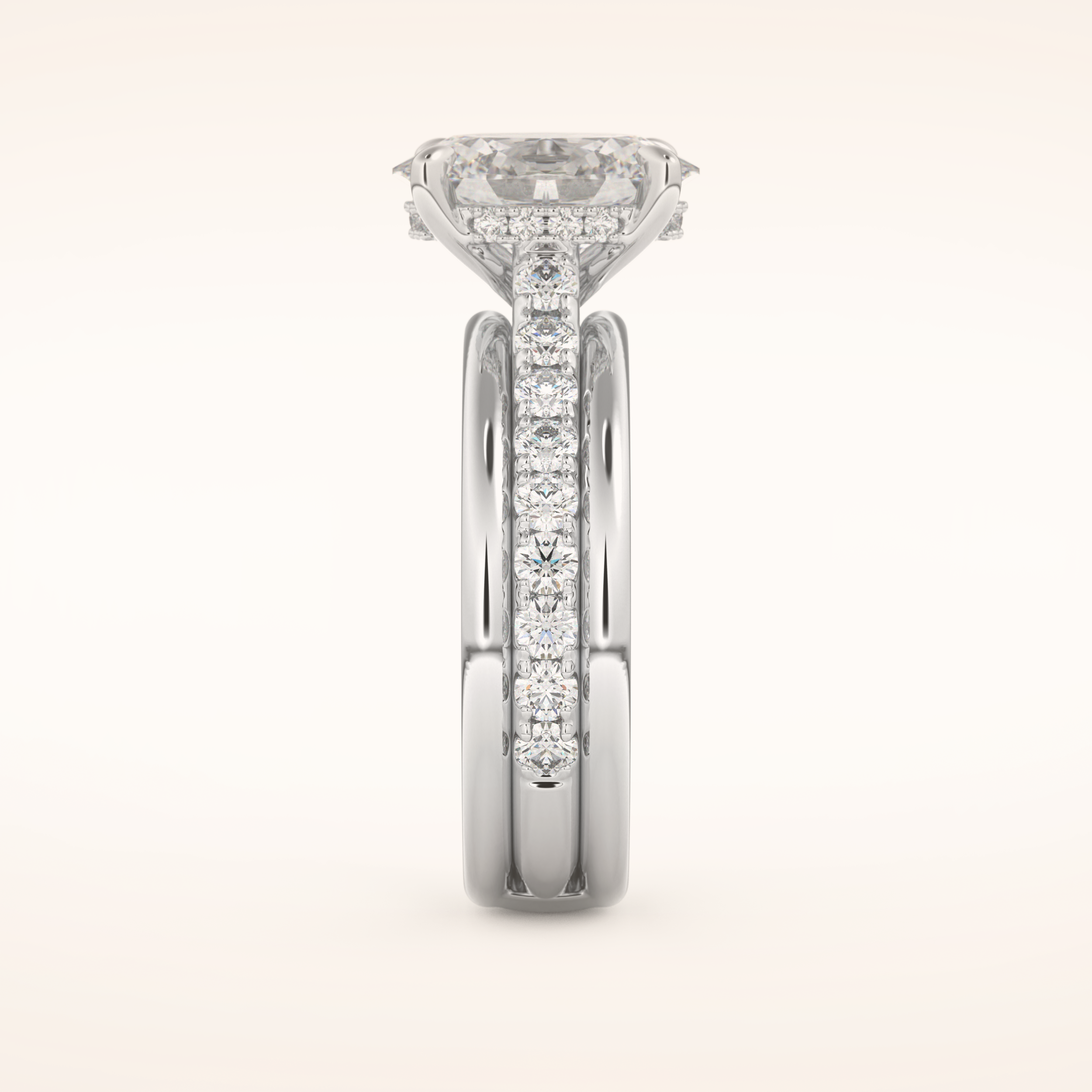 2.07 CT Oval Shaped Hidden Halo & Channel Pave Moissanite Engagement Ring