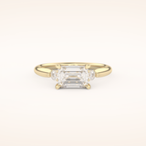 1.31 CT Emerald Shaped Three Stone Moissanite Engagement Ring