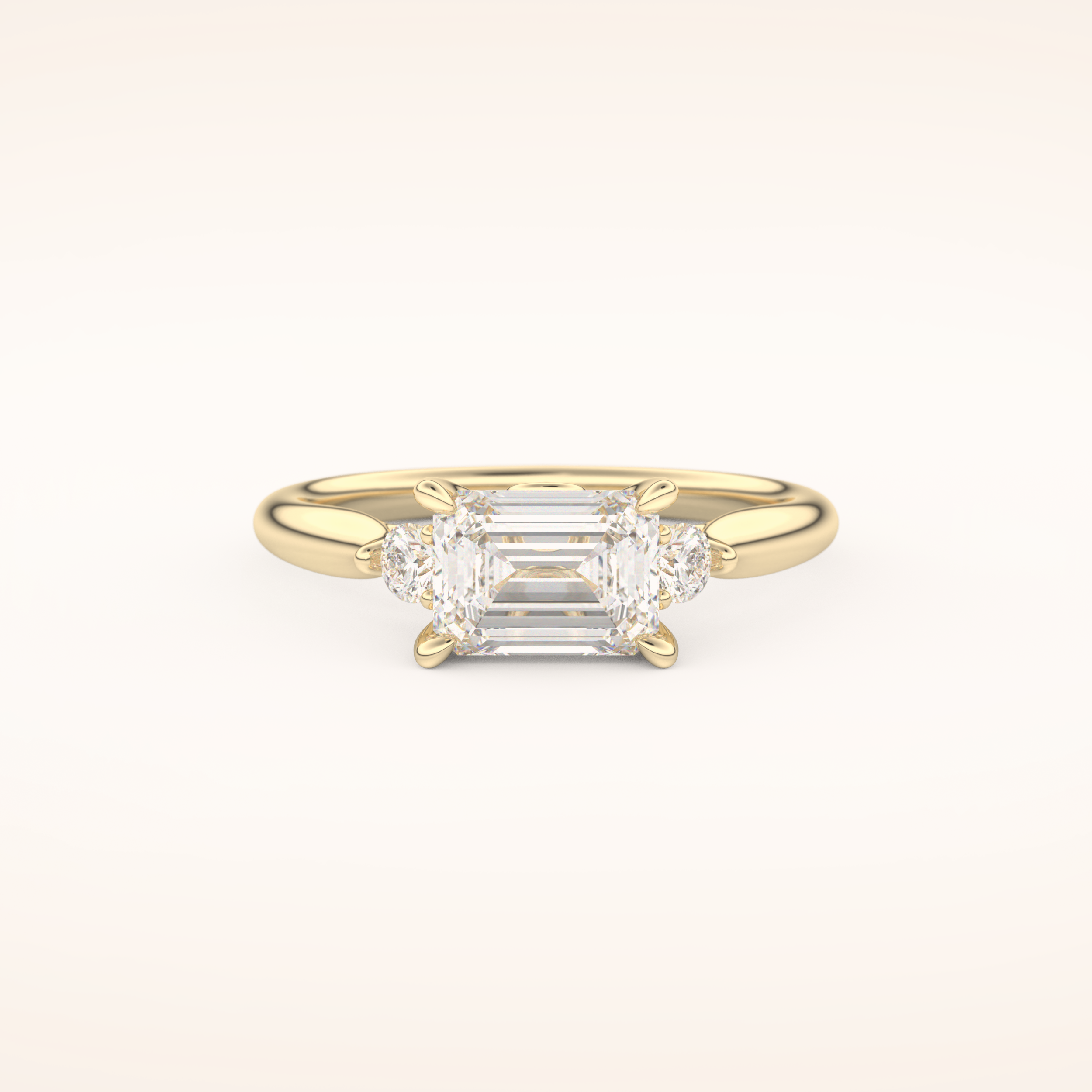 1.31 CT Emerald Shaped Three Stone Moissanite Engagement Ring