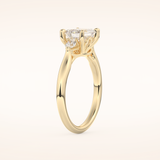 1.31 CT Emerald Shaped Three Stone Moissanite Engagement Ring
