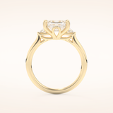 1.31 CT Emerald Shaped Three Stone Moissanite Engagement Ring