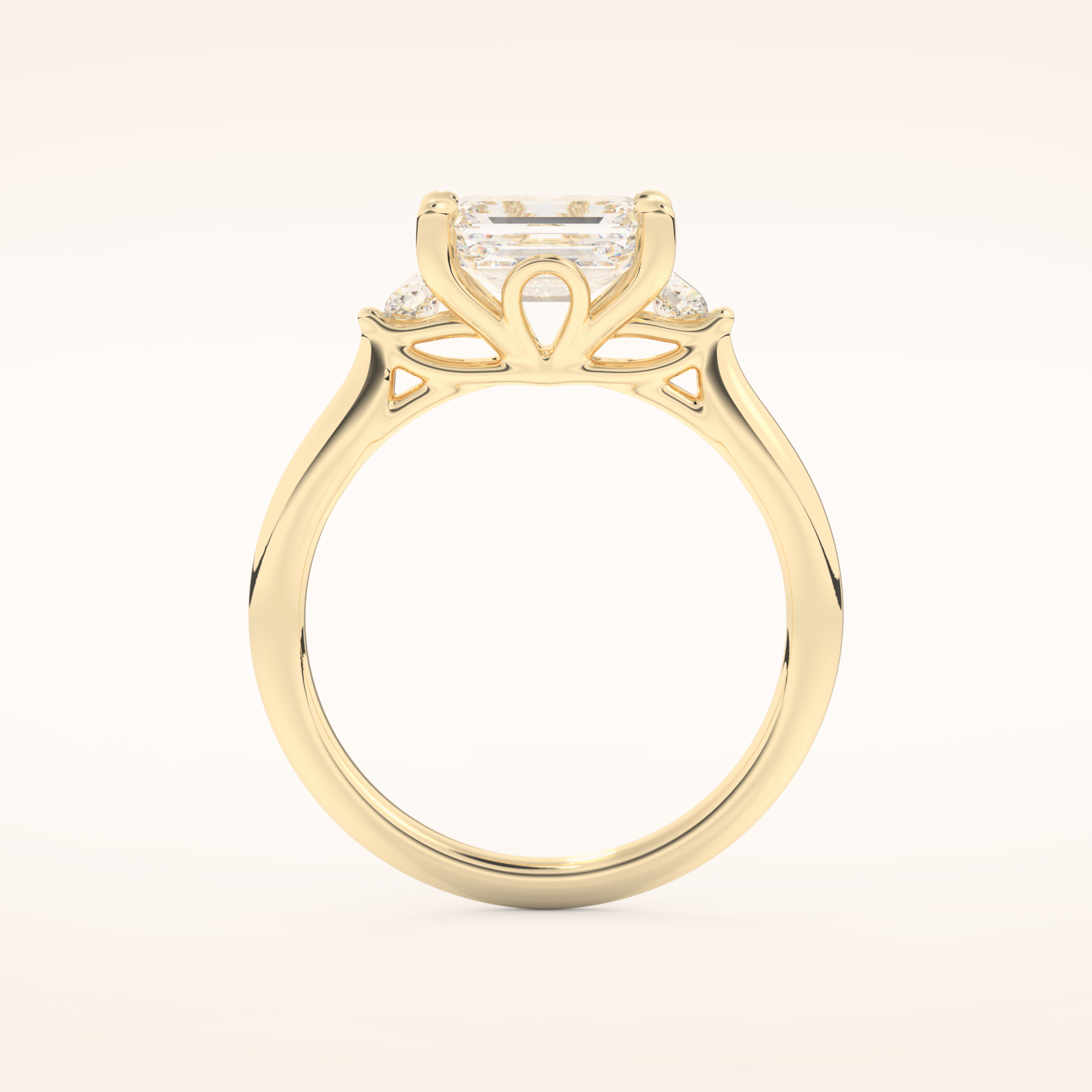 1.31 CT Emerald Shaped Three Stone Moissanite Engagement Ring