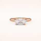 1.31 CT Emerald Shaped Three Stone Moissanite Engagement Ring