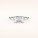 1.31 CT Emerald Shaped Three Stone Moissanite Engagement Ring