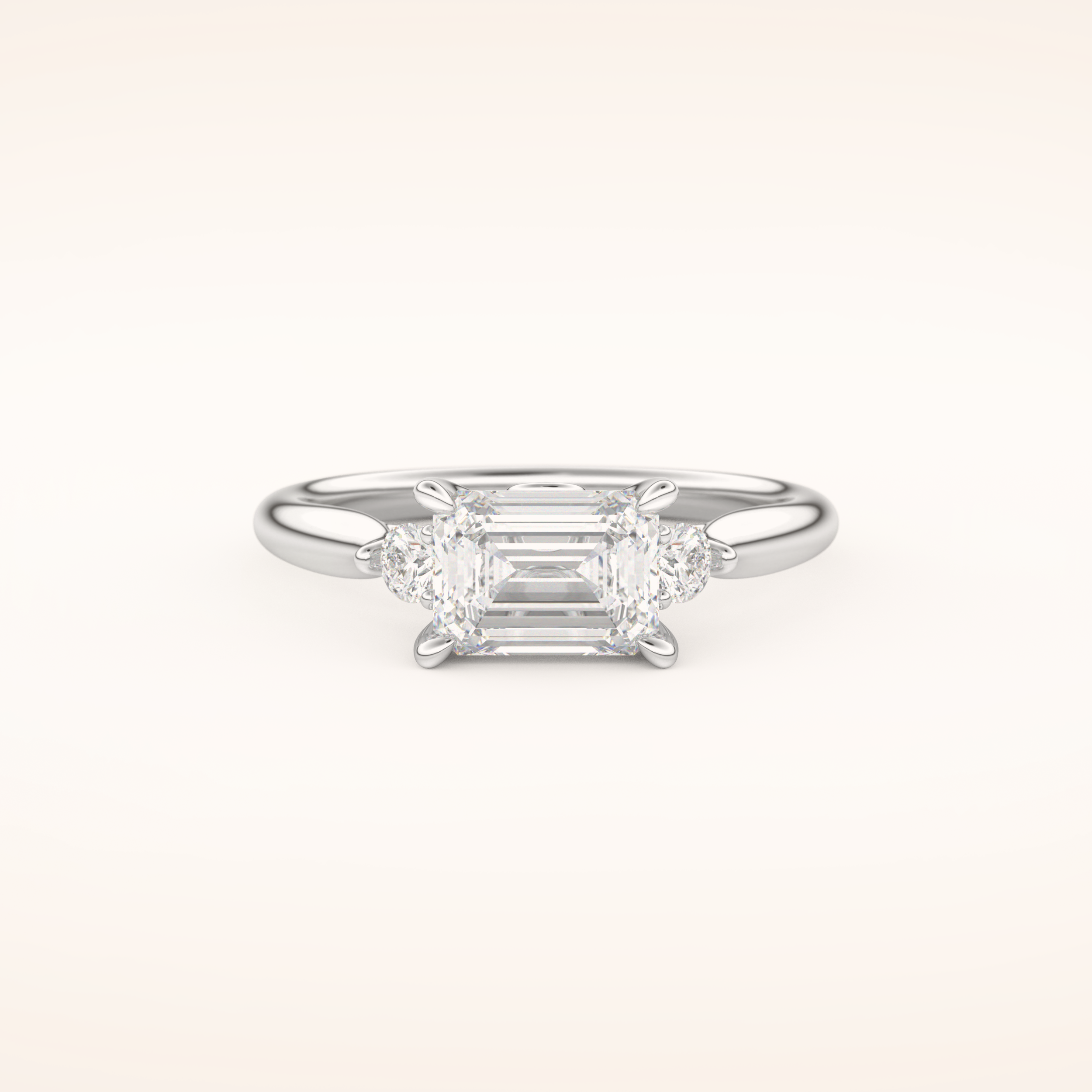 1.31 CT Emerald Shaped Three Stone Moissanite Engagement Ring