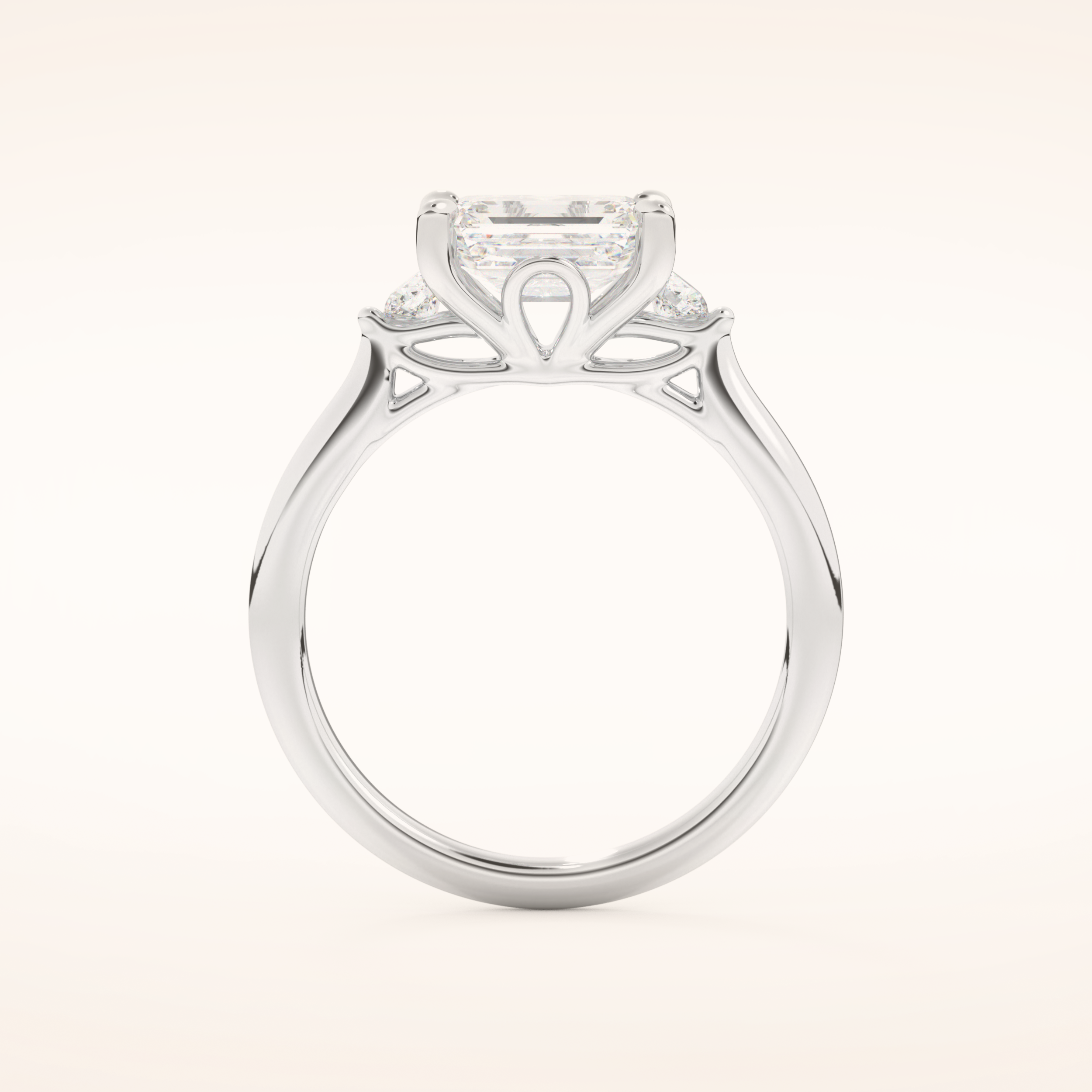 1.31 CT Emerald Shaped Three Stone Moissanite Engagement Ring