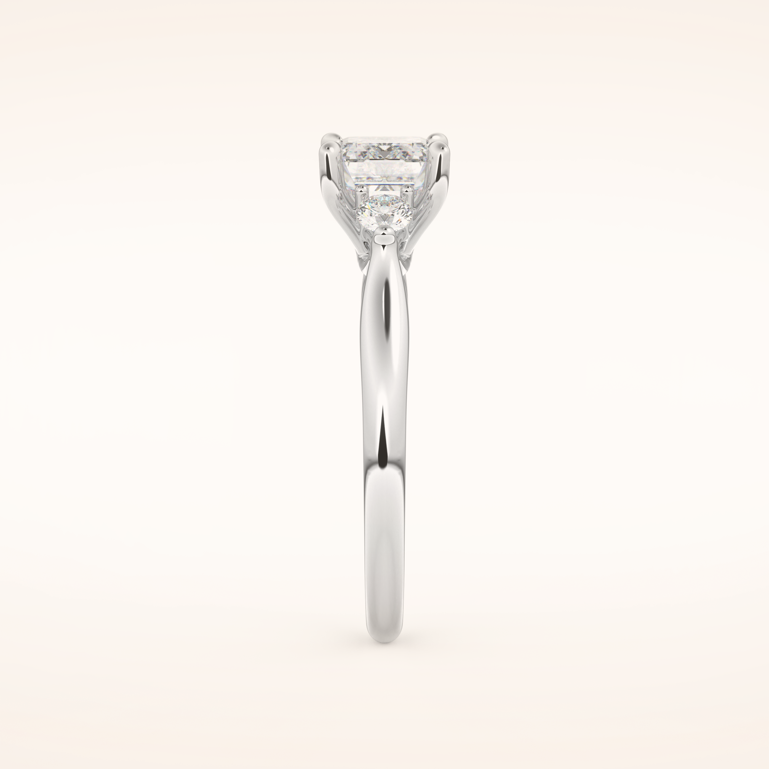 1.31 CT Emerald Shaped Three Stone Moissanite Engagement Ring