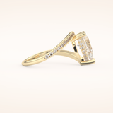 1.55 CT Pear Shaped Swirl Pave Moissanite Engagement Ring