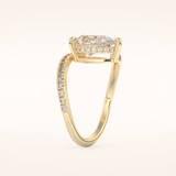 1.55 CT Pear Shaped Swirl Pave Moissanite Engagement Ring