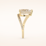 1.55 CT Pear Shaped Swirl Pave Moissanite Engagement Ring