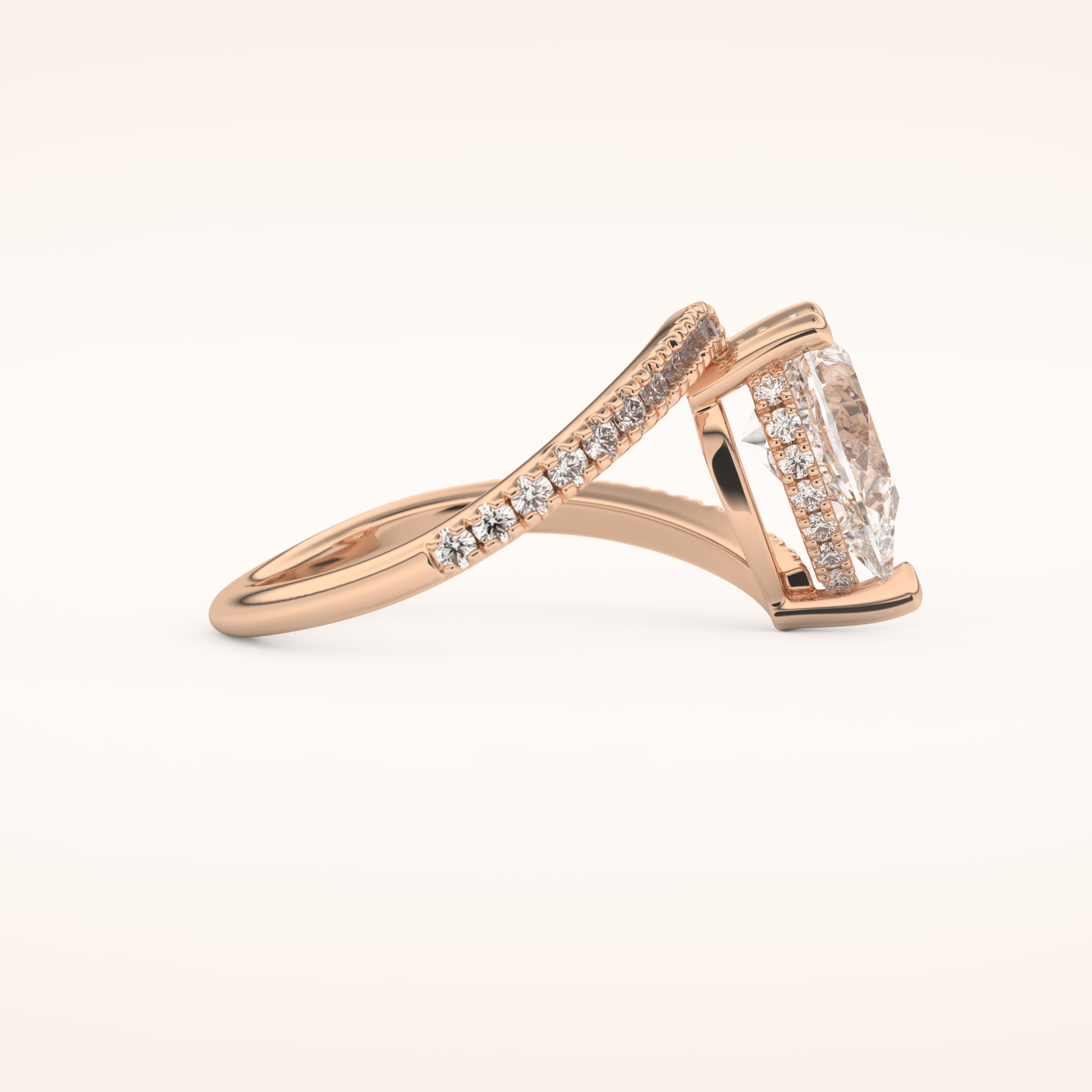 1.55 CT Pear Shaped Swirl Pave Moissanite Engagement Ring