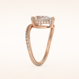 1.55 CT Pear Shaped Swirl Pave Moissanite Engagement Ring