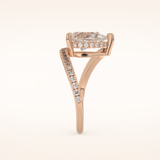 1.55 CT Pear Shaped Swirl Pave Moissanite Engagement Ring
