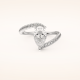1.55 CT Pear Shaped Swirl Pave Moissanite Engagement Ring
