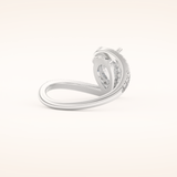 1.55 CT Pear Shaped Swirl Pave Moissanite Engagement Ring