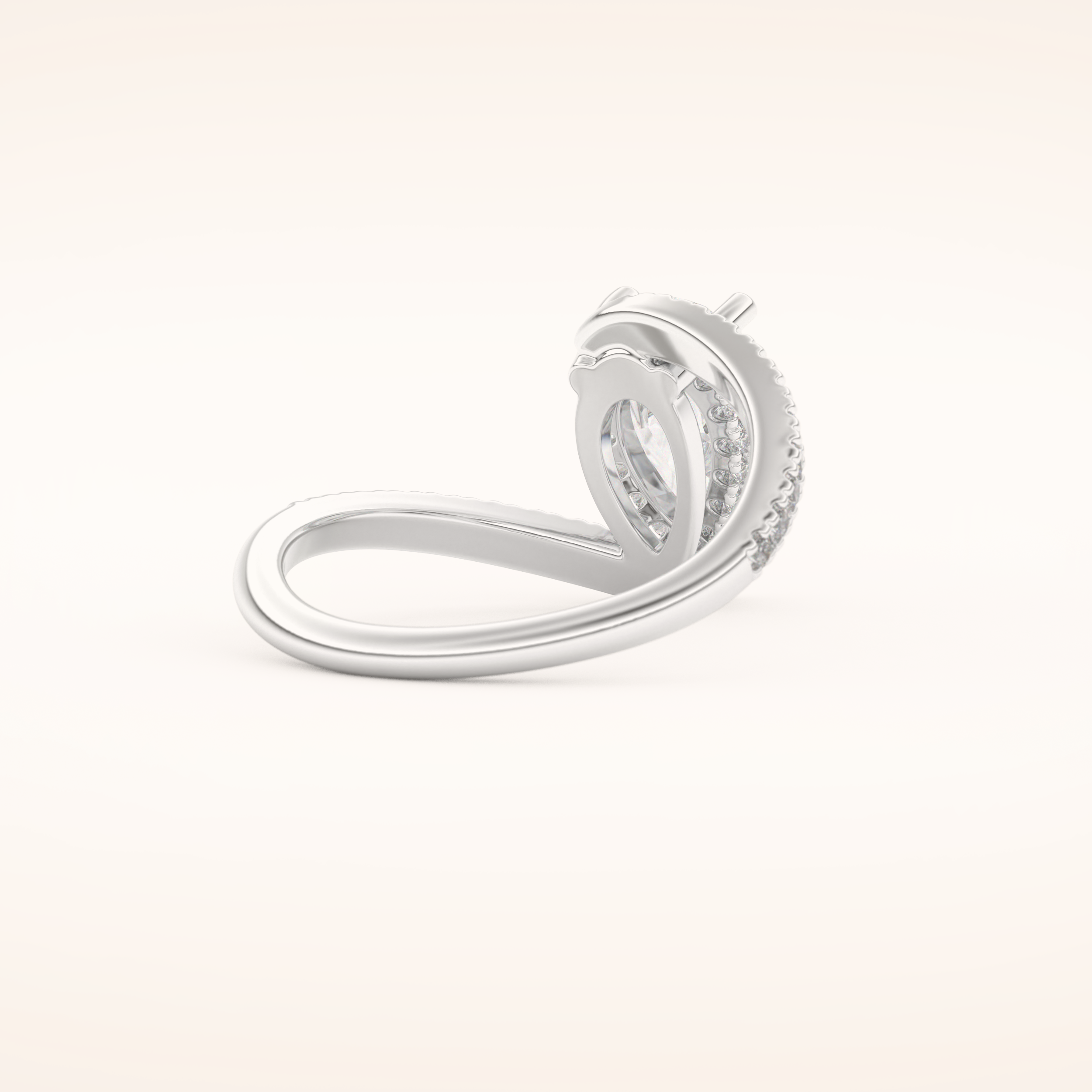1.55 CT Pear Shaped Swirl Pave Moissanite Engagement Ring