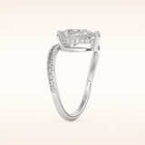 1.55 CT Pear Shaped Swirl Pave Moissanite Engagement Ring