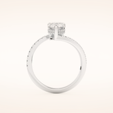 1.55 CT Pear Shaped Swirl Pave Moissanite Engagement Ring
