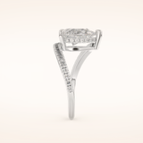 1.55 CT Pear Shaped Swirl Pave Moissanite Engagement Ring