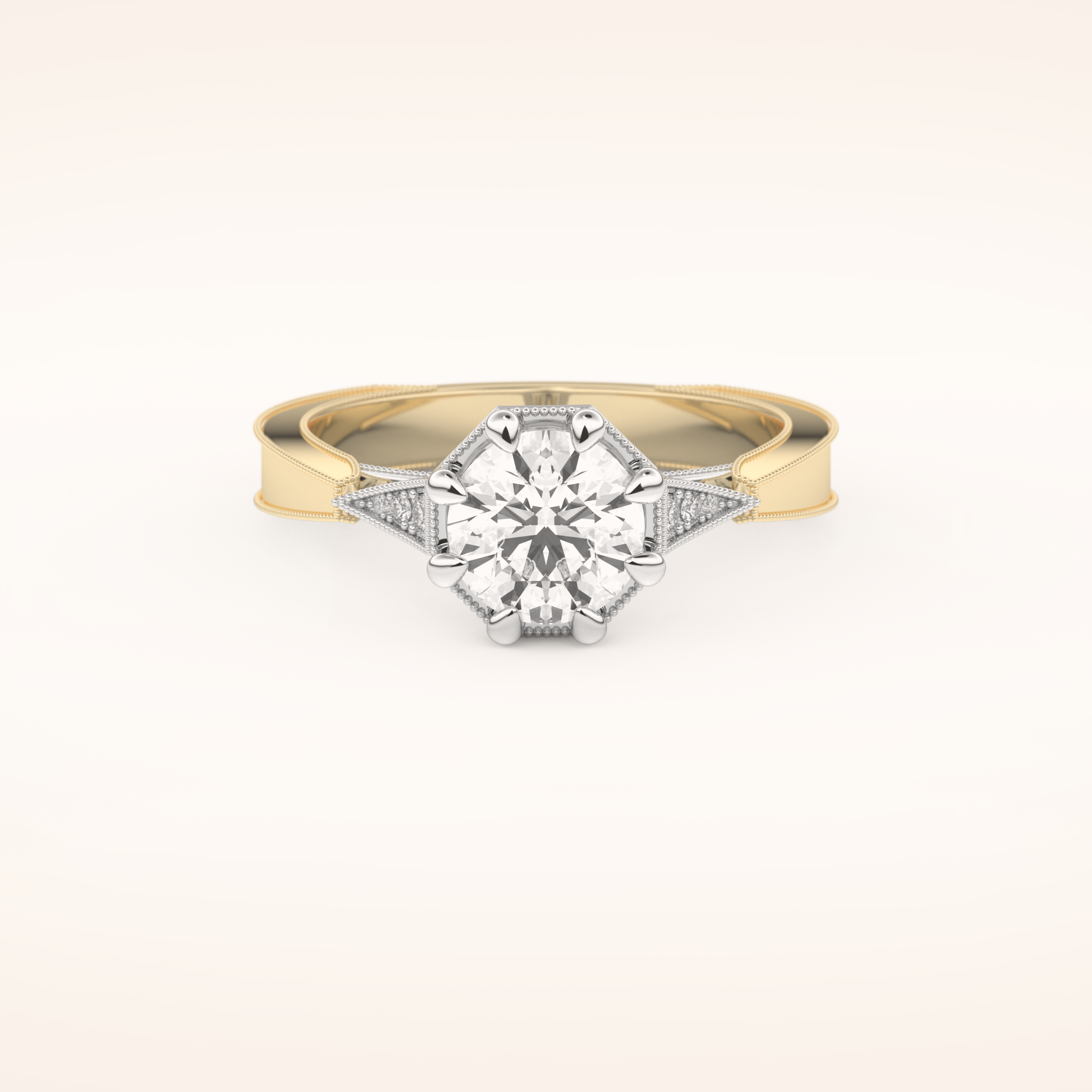 1 CT Round Shaped Pave Moissanite Engagement Ring