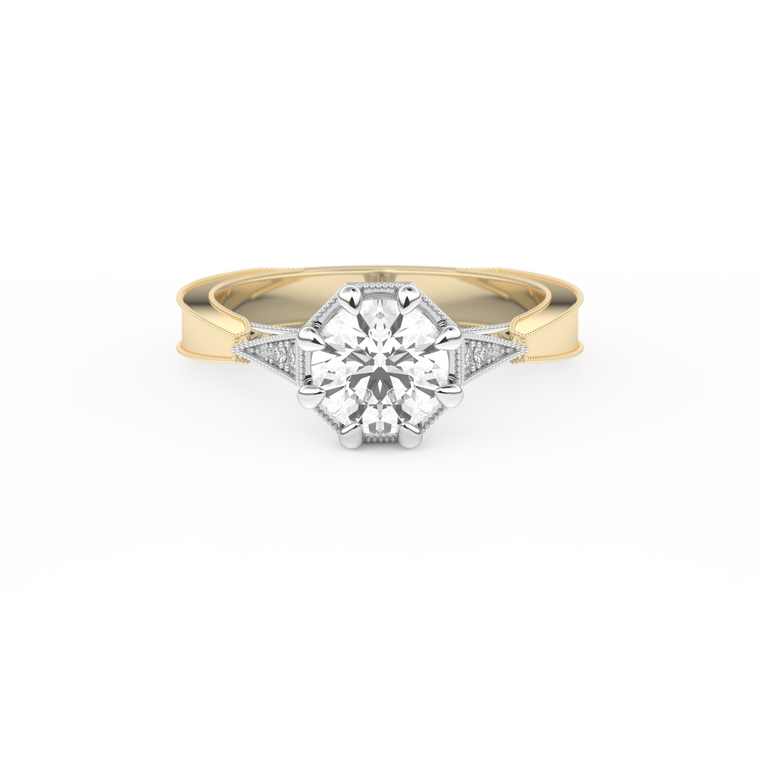Round Milgrain Pave Lab Grown Diamond Engagement Ring