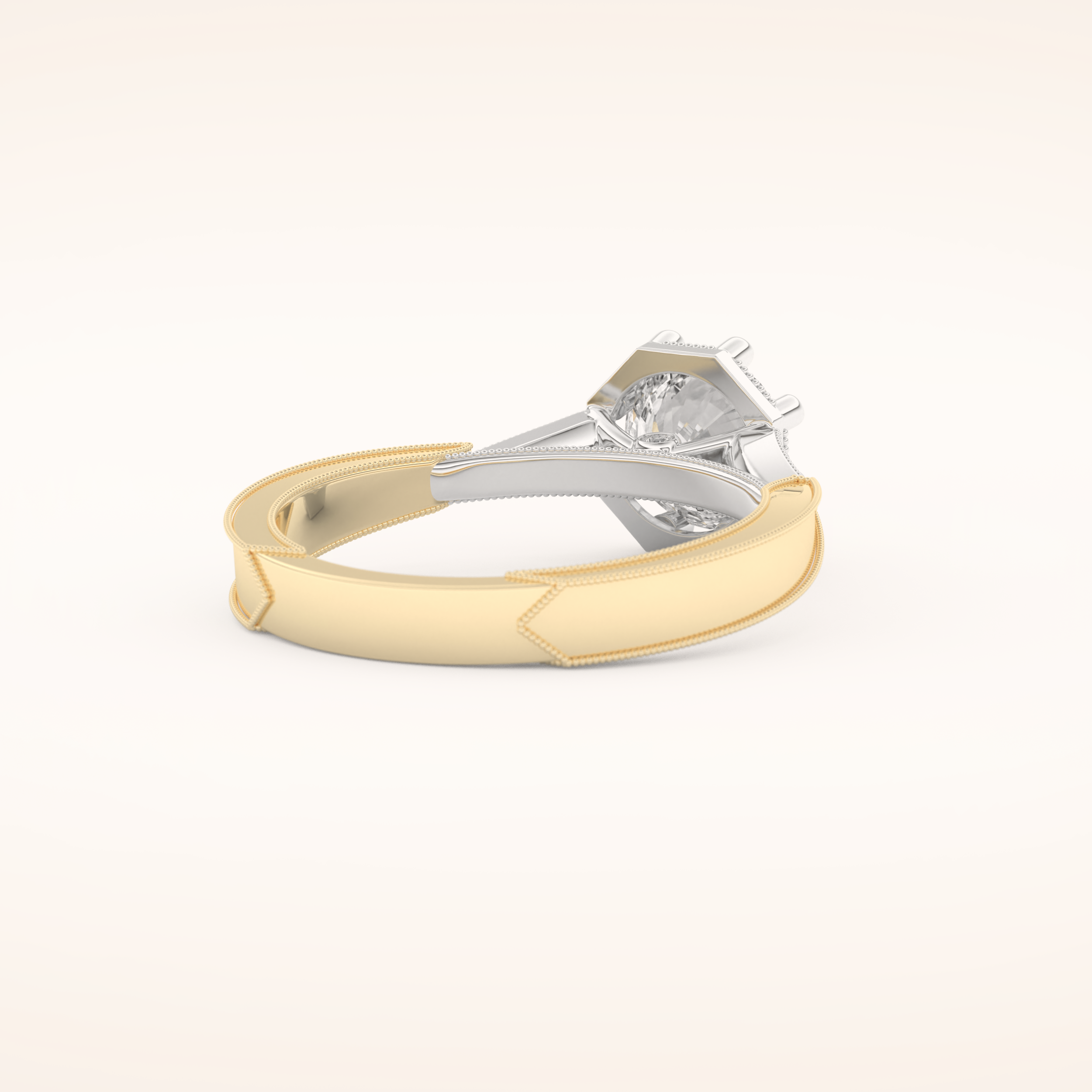 1 CT Round Shaped Pave Moissanite Engagement Ring