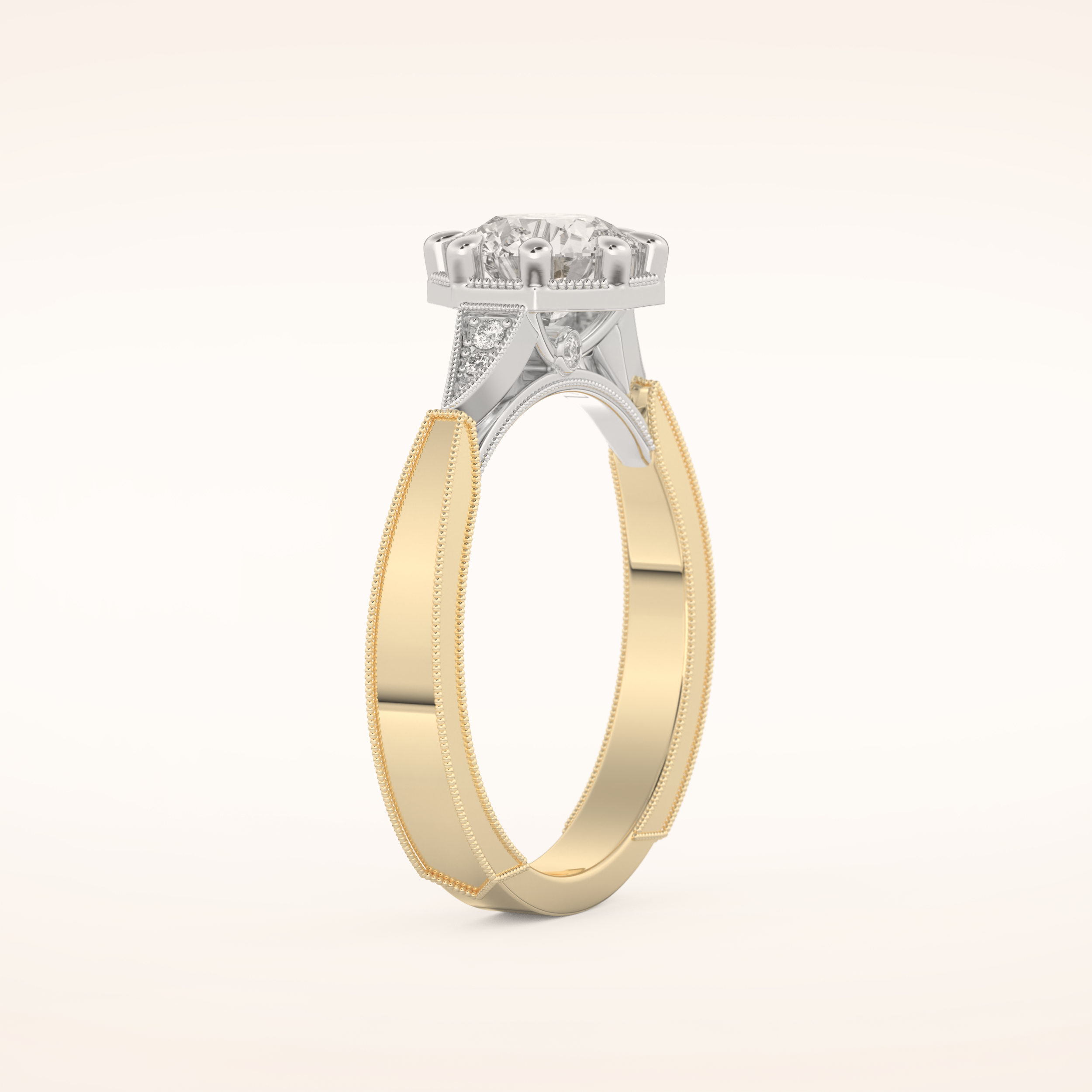 1 CT Round Shaped Pave Moissanite Engagement Ring