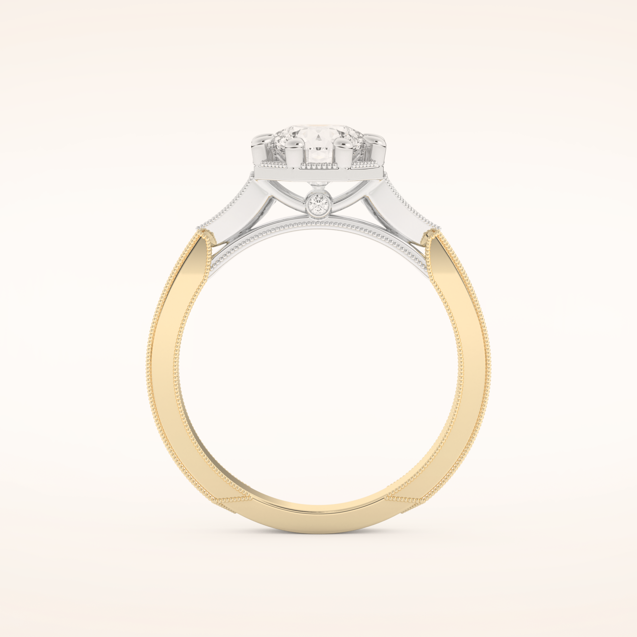 1 CT Round Shaped Pave Moissanite Engagement Ring