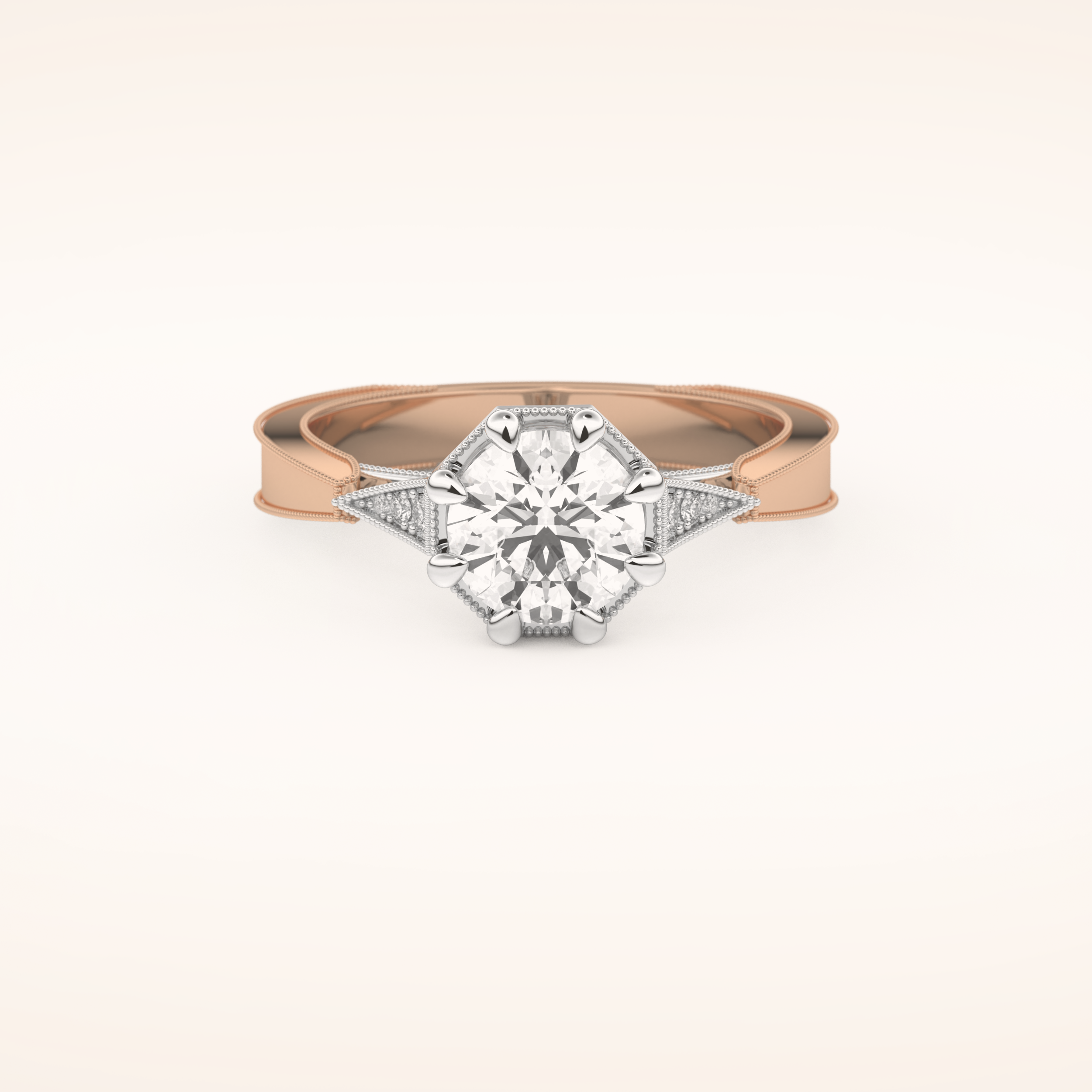 1 CT Round Shaped Pave Moissanite Engagement Ring