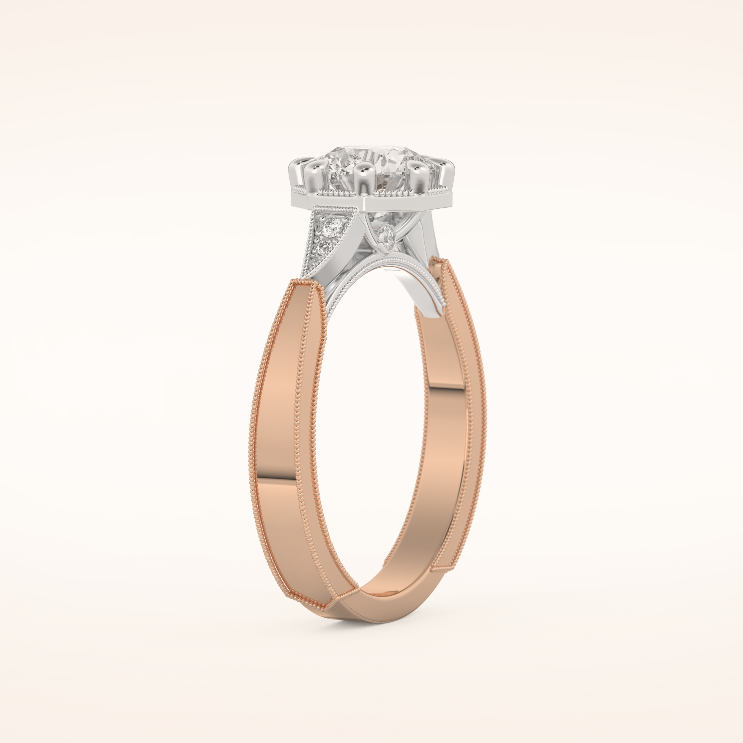 1 CT Round Shaped Pave Moissanite Engagement Ring