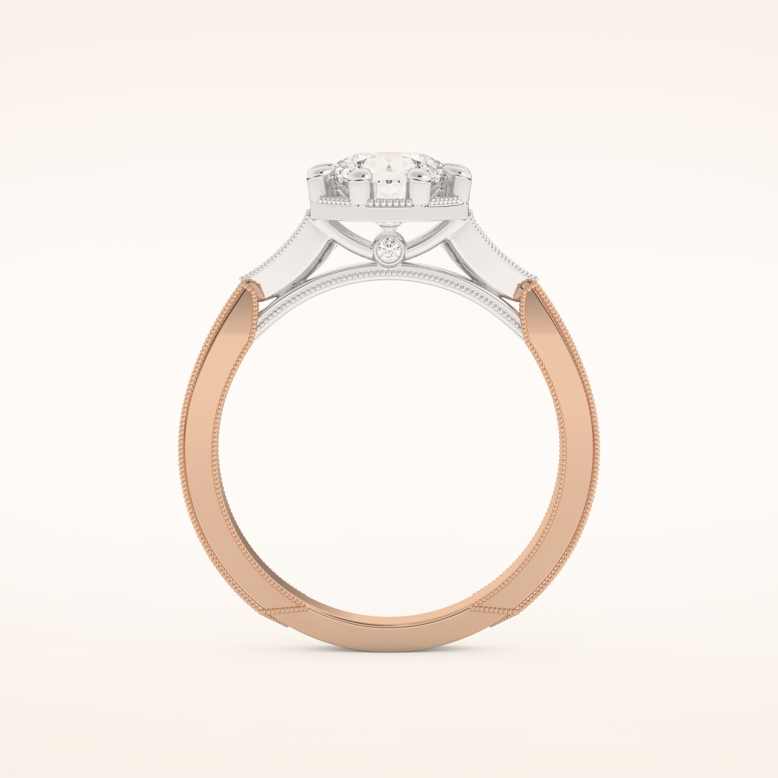 1 CT Round Shaped Pave Moissanite Engagement Ring