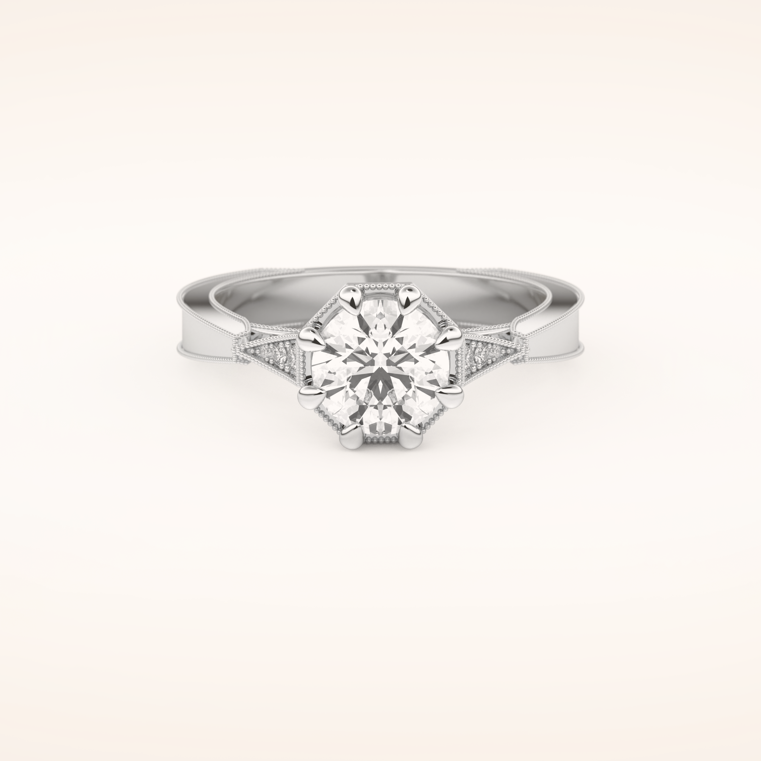 1 CT Round Shaped Pave Moissanite Engagement Ring