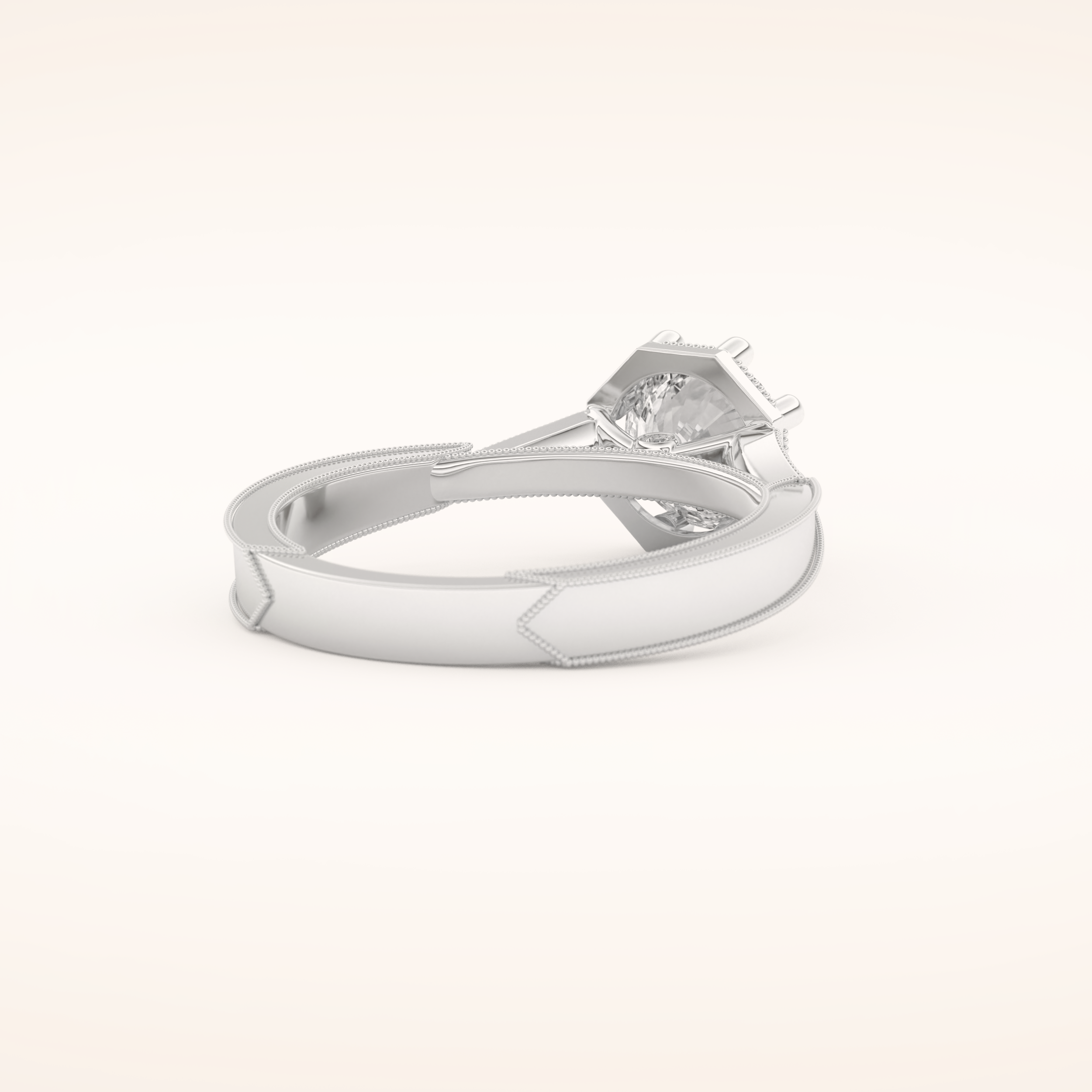 1 CT Round Shaped Pave Moissanite Engagement Ring