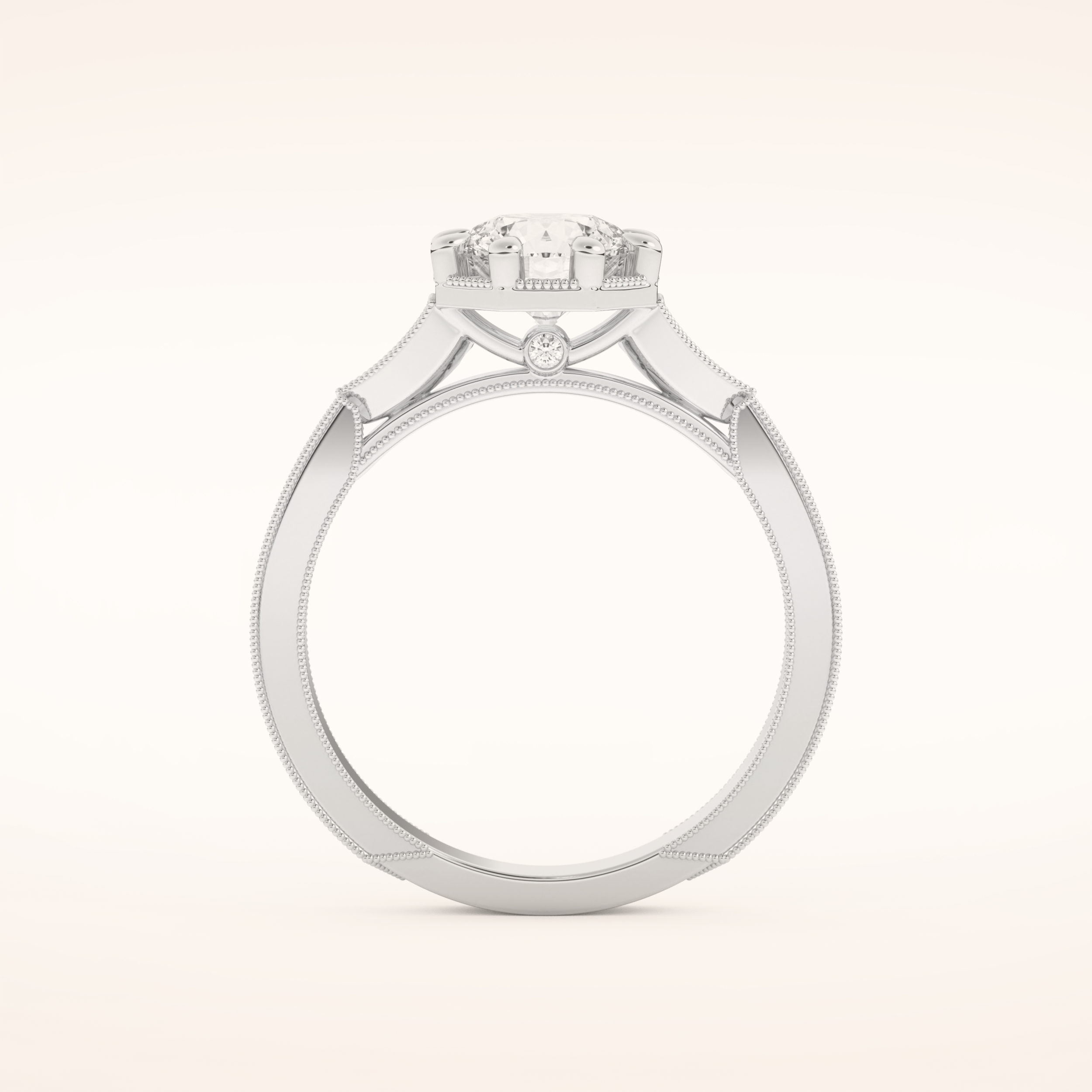 1 CT Round Shaped Pave Moissanite Engagement Ring