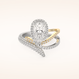1.52 CT Round Shaped Halo & Pave Double Shank Moissanite Engagement Ring