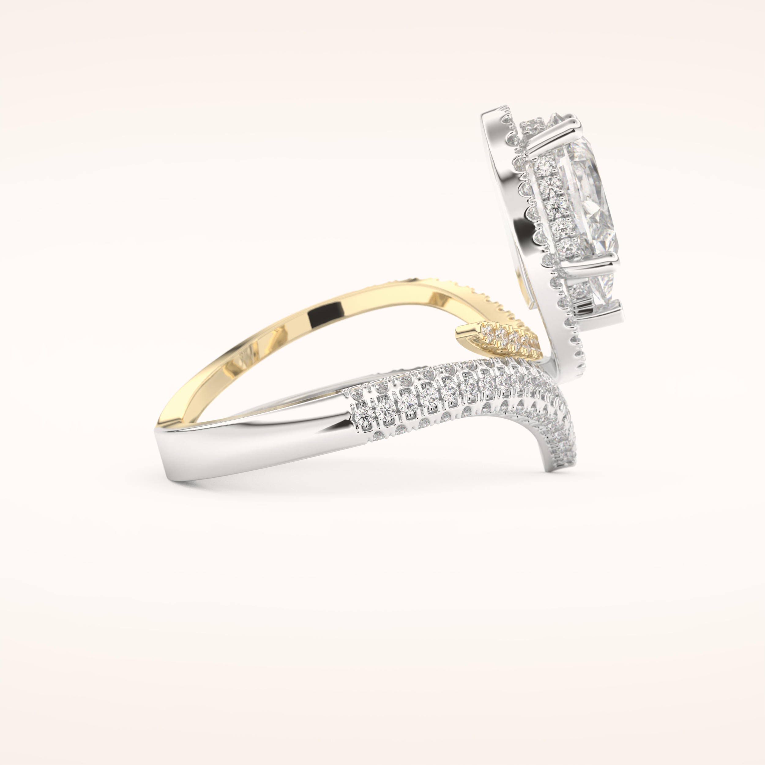 1.52 CT Round Shaped Halo & Pave Double Shank Moissanite Engagement Ring