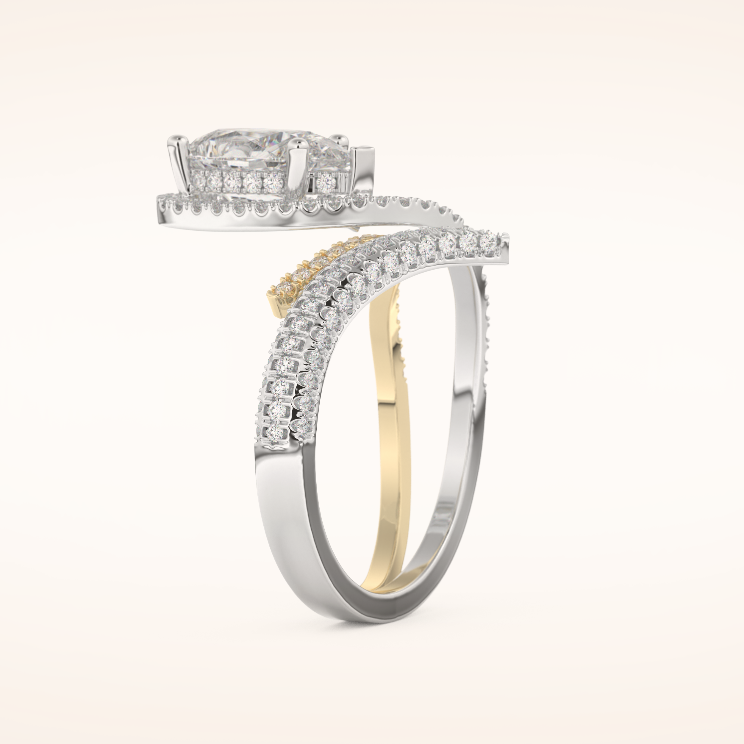 1.52 CT Round Shaped Halo & Pave Double Shank Moissanite Engagement Ring