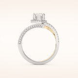 1.52 CT Round Shaped Halo & Pave Double Shank Moissanite Engagement Ring