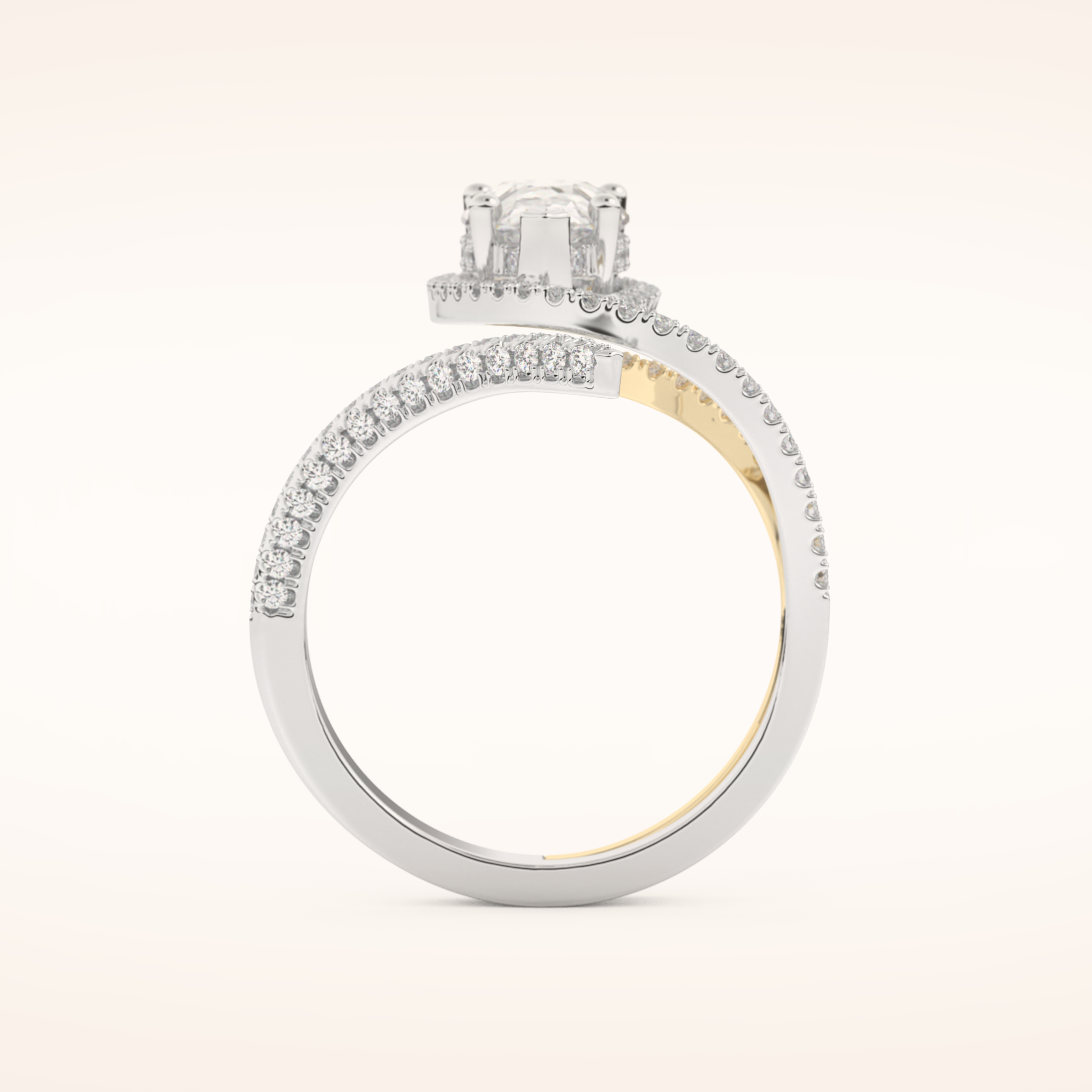 1.52 CT Round Shaped Halo & Pave Double Shank Moissanite Engagement Ring