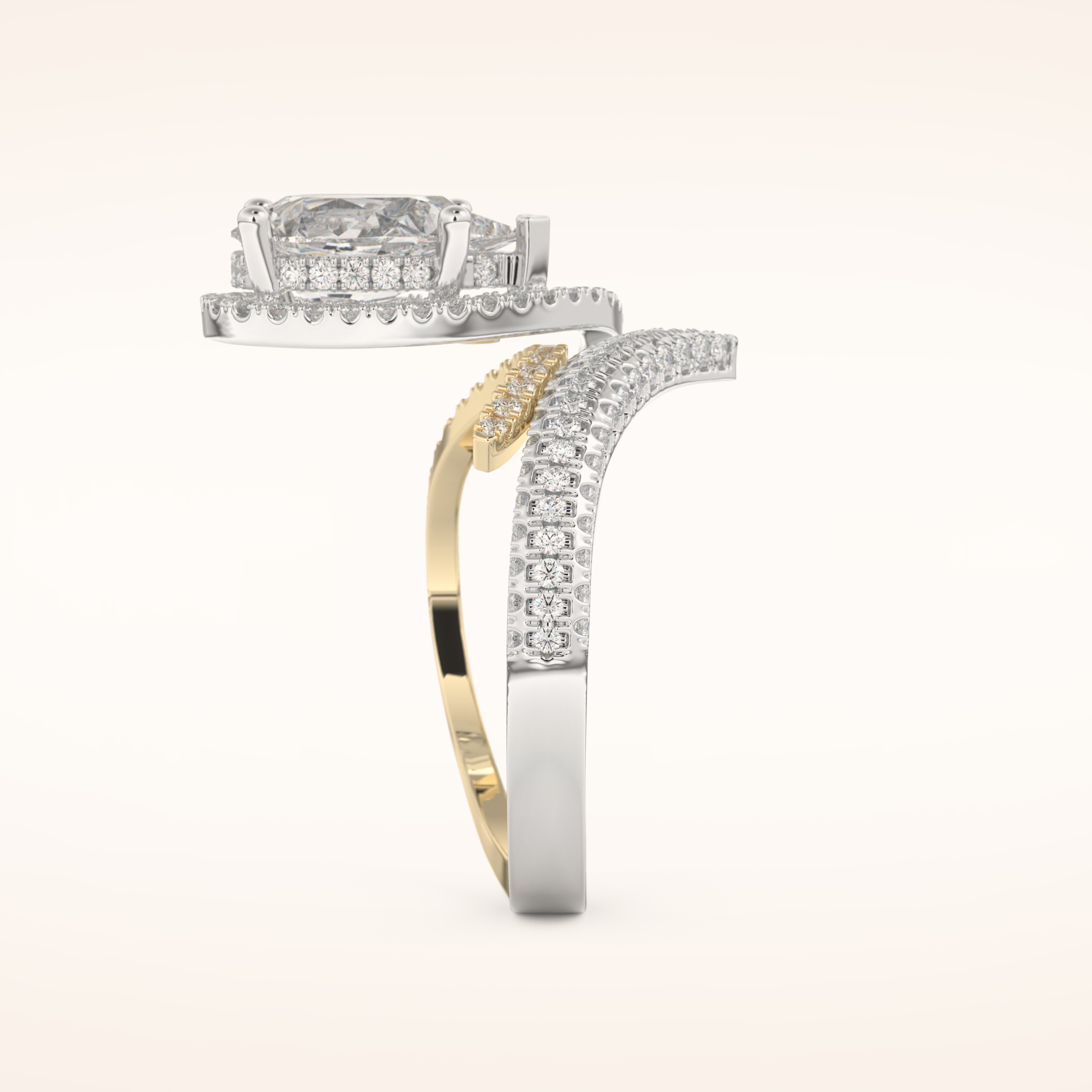1.52 CT Round Shaped Halo & Pave Double Shank Moissanite Engagement Ring