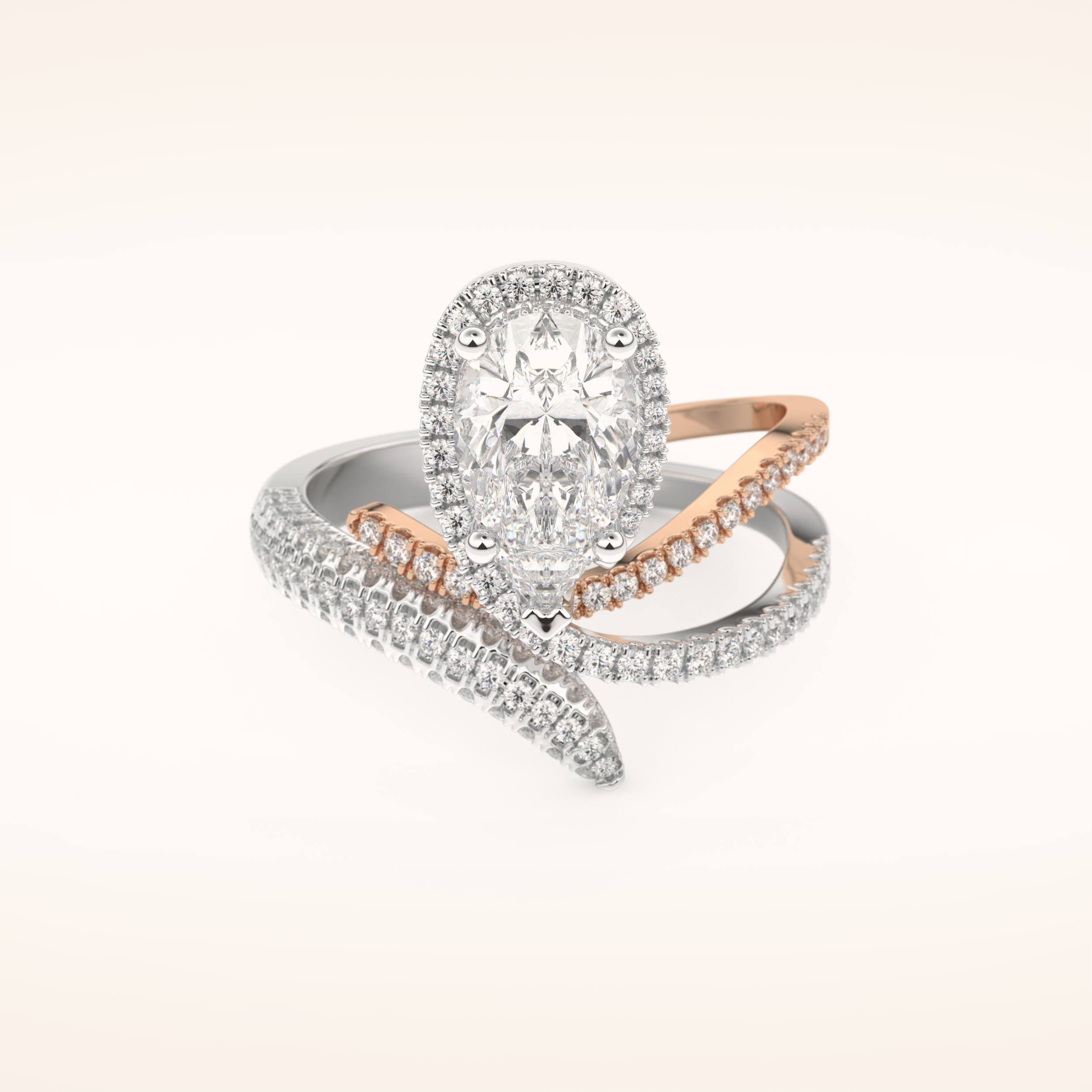 1.52 CT Round Shaped Halo & Pave Double Shank Moissanite Engagement Ring