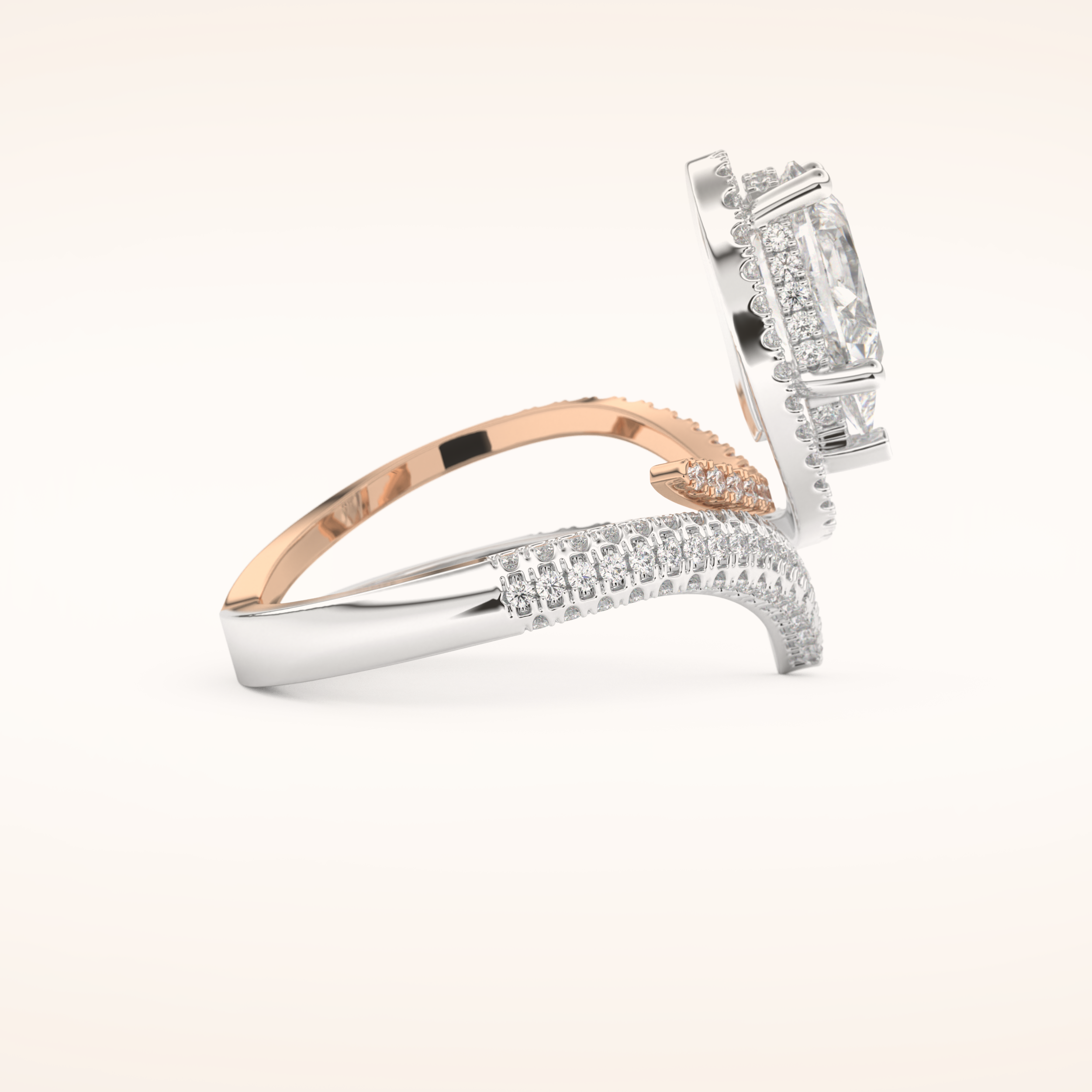1.52 CT Round Shaped Halo & Pave Double Shank Moissanite Engagement Ring